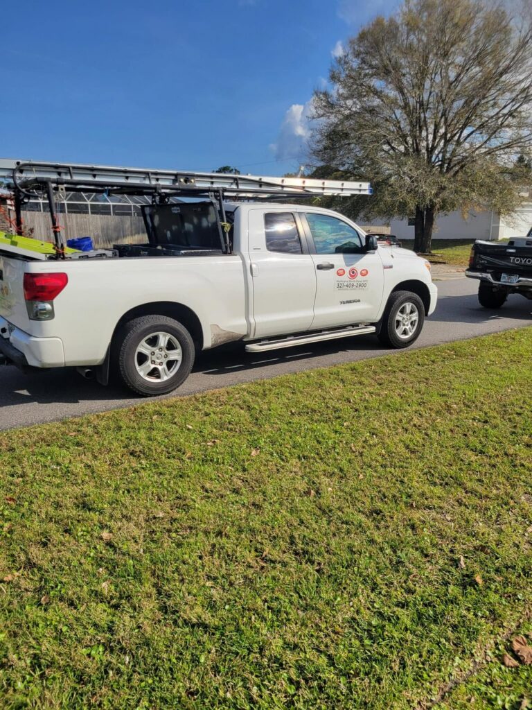 Hurricane Storm Panel Manufacturing service truck carrying installation equipment